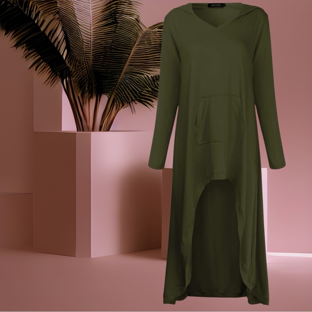 💖 Olive Green Hooded Maxi Dress 💖